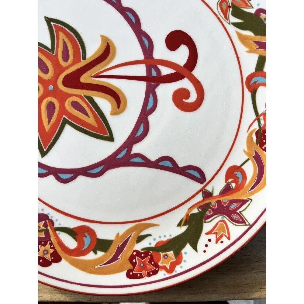 DAVID TUTERA ENTERTAINING PASSION DINNER PLATE COLORFUL FLOWERS & DESIGNS